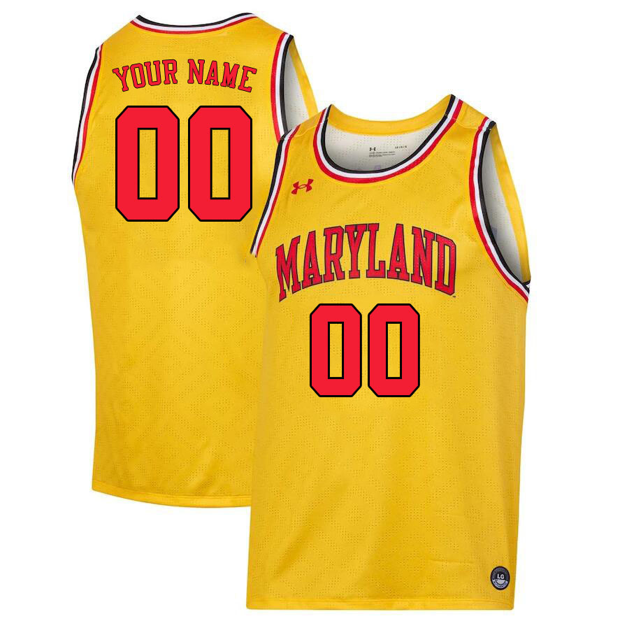 Custom Maryland Terrapins Name And Number College Basketball Jerseys Stitched-Gold
